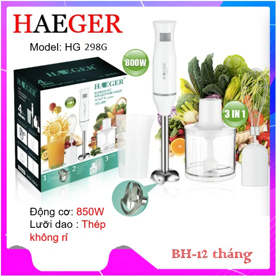 MÁY XAY HAEGER (HG-298) HÀNG CHÍNH HÃNG hạn chế tối đa tiếng ồn phát ra khi xay tạo cảm giác rất yên tâm khi sử dụng