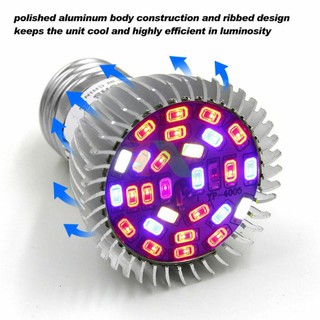 Đèn Trồng Cây Trong Nhà 28W, Chuôi E27, Chip Led SMD 5730, Tản Nhiệt Nhôm, Quang Hợp Trong Nhà