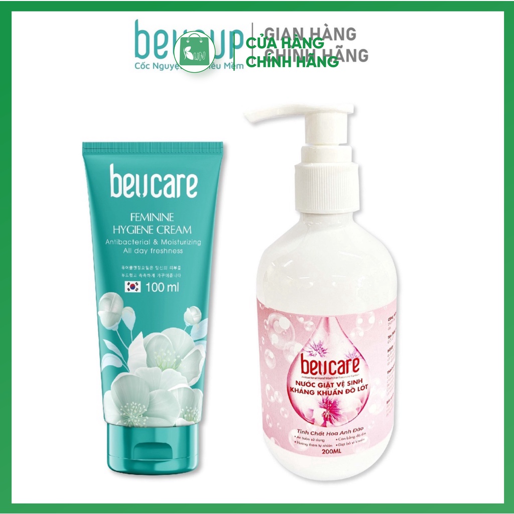 Combo 1 chai dung dịch vệ sinh beUcare 100ml và 1 nước giặt đồ lót beUcare 200ml chính hãng