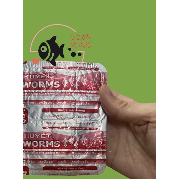 Trùng huyết đông lạnh 24 viên thức ăn cá cảnh loại tốt vỉ đỏ 100 gram