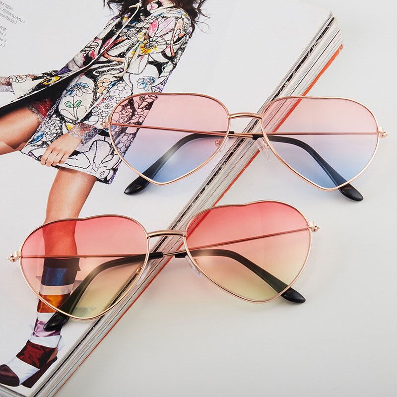 Kính Mát Gọng Kim Loại Hình Trái Tim Thời Trang