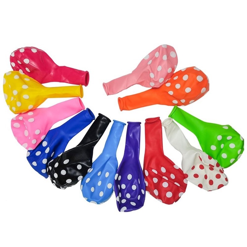 Set 10 Bong Bóng 12 Inch Họa Tiết Chấm Bi Xinh Xắn Dùng Để Trang Trí Tiệc