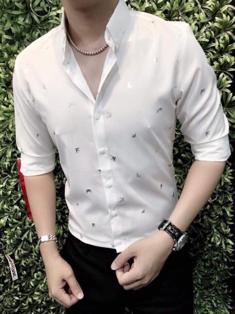 Áo sơ mi Quảng Châu thời tranh nam chim nhí