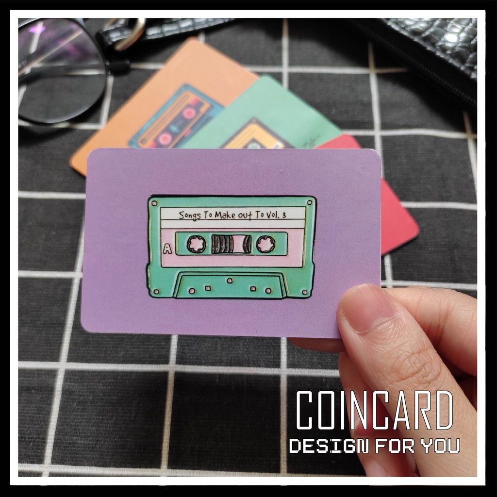 &quot; Cassette Tape Card   &quot; ( Sticker / Miếng dán Thẻ ATM , Post card)  | Dán thẻ ATM CoinCard