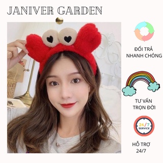 Bờm cua hàn quốc dễ thương, bờm cài tóc rửa mặt, cài tóc cua bông xù