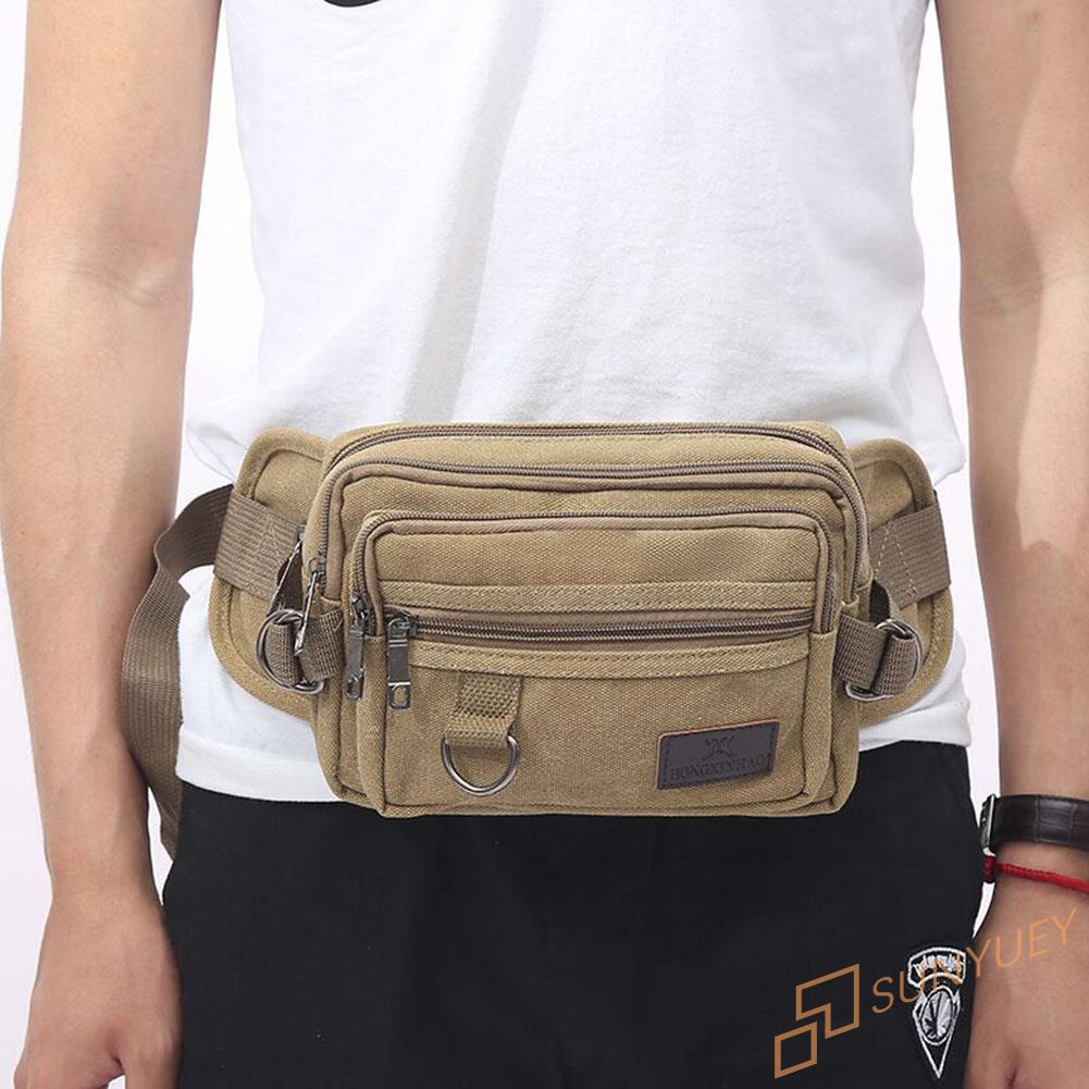 Ví canvas đeo hông nhiều ngăn phong cách vintage cho nam | BigBuy360 - bigbuy360.vn