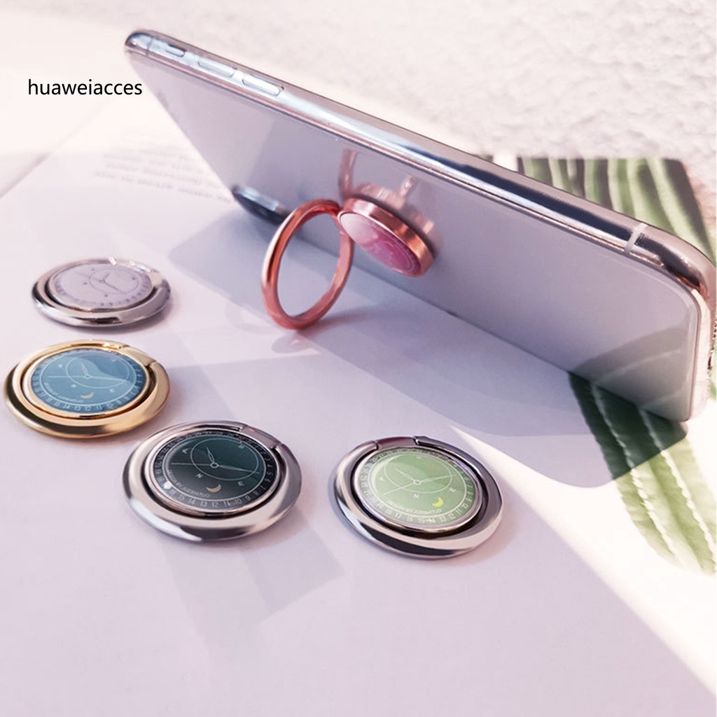 HUA Finger Ring Holder Clock Shape 360 Degree Rotation Mini Metal Universal Mount Bracket for Mobile Phone