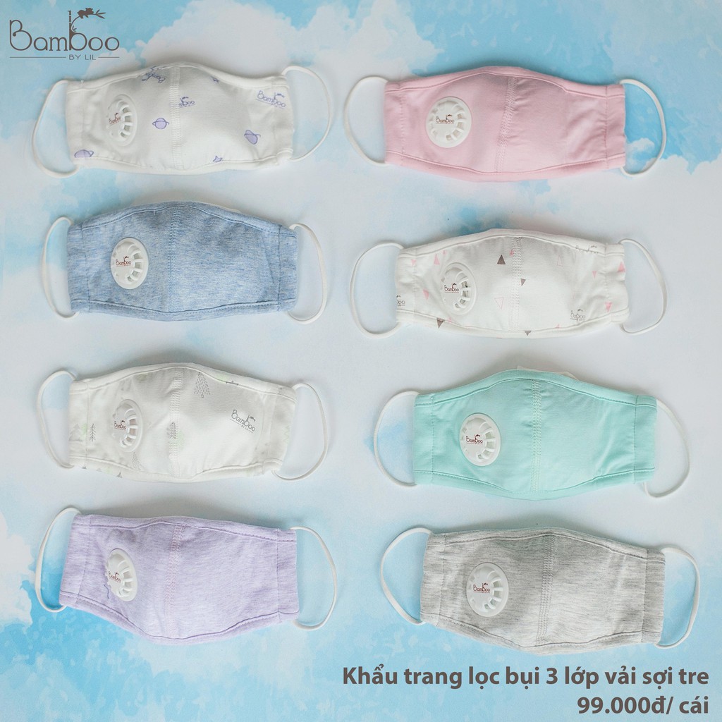 Khẩu trang kháng khuẩn Little Love 3 lớp vải sợi tre có bộ lọc bụi cho bé từ 1 - 5 tuổi