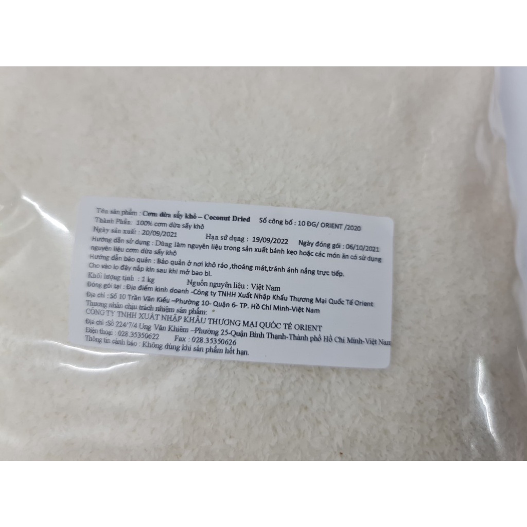 [GÓI 1 Kg] CƠM DỪA SẤY KHÔ [VN] ORIENT Coconut Dried (ort-hk)