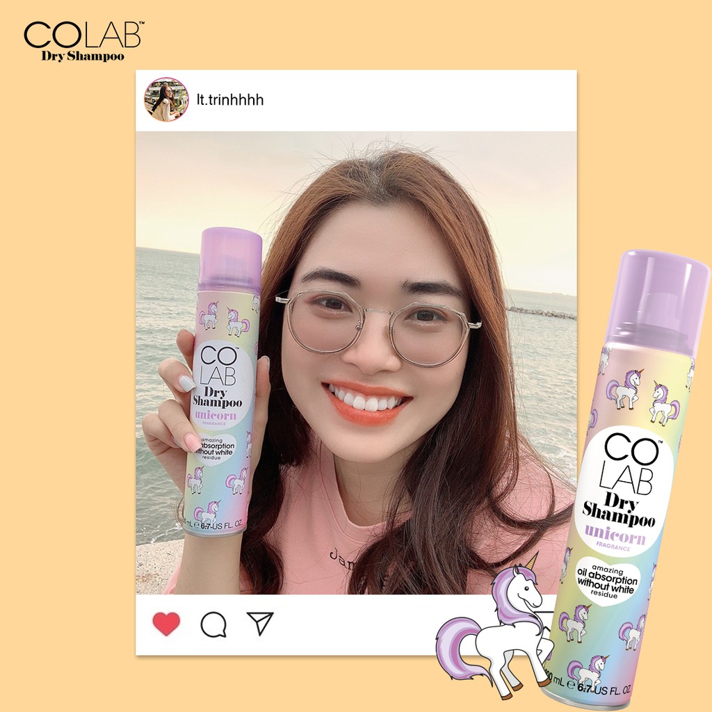 Combo 2 Dầu Gội Khô Colab Hương Unicorn 200ml Và Original 50ml Lành Tính Giúp Tóc Sạch Bồng Bềnh Và Vào Nếp Trong 5 Giây