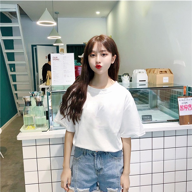 áo thun tay lỡ unisex form rộng, áo phông nữ oversize 2 màu đen trắng