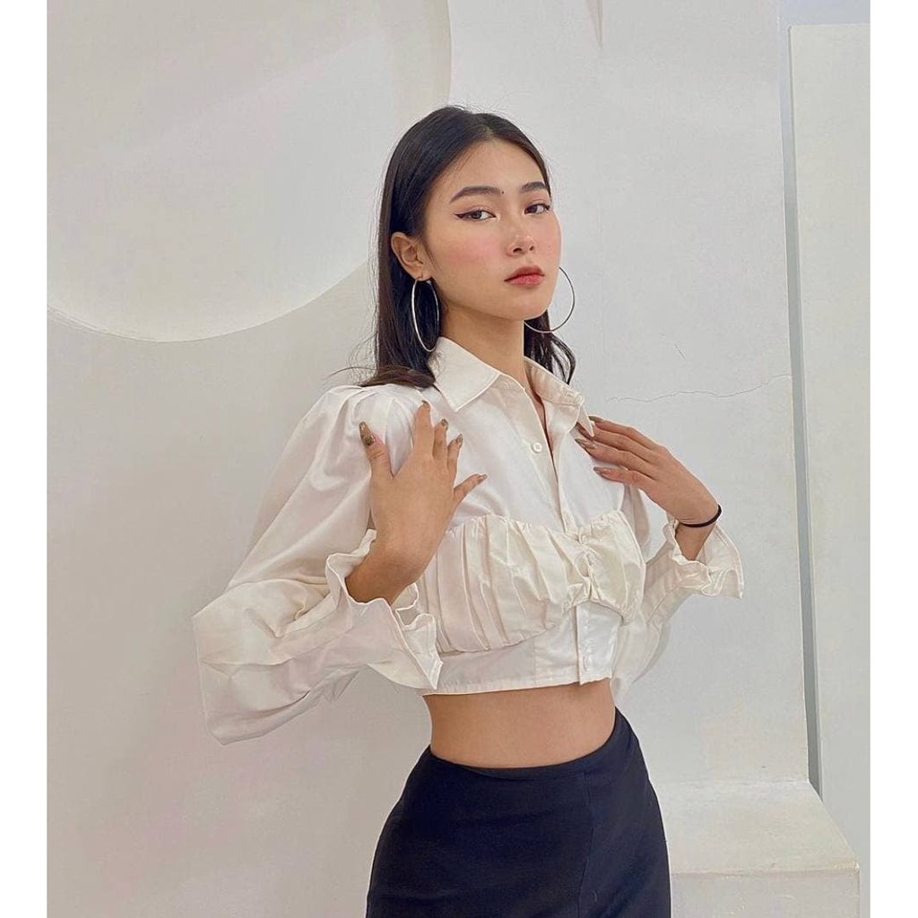 Set Áo Ống + Áo Sơ Mi Croptop (TRẮNG)