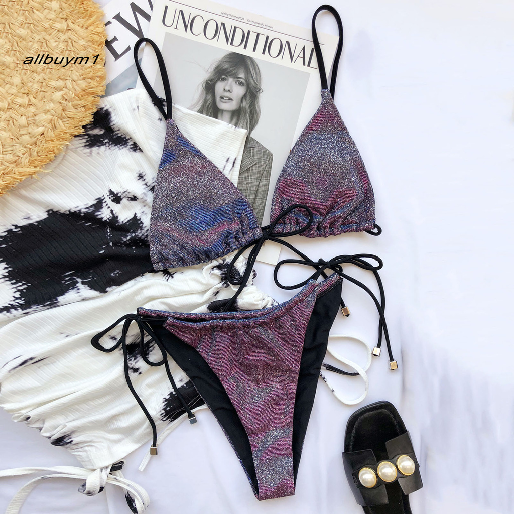 Bộ Bikini Hai Mảnh Họa Tiết Lấp Lánh Gợi Cảm Cho Nữ