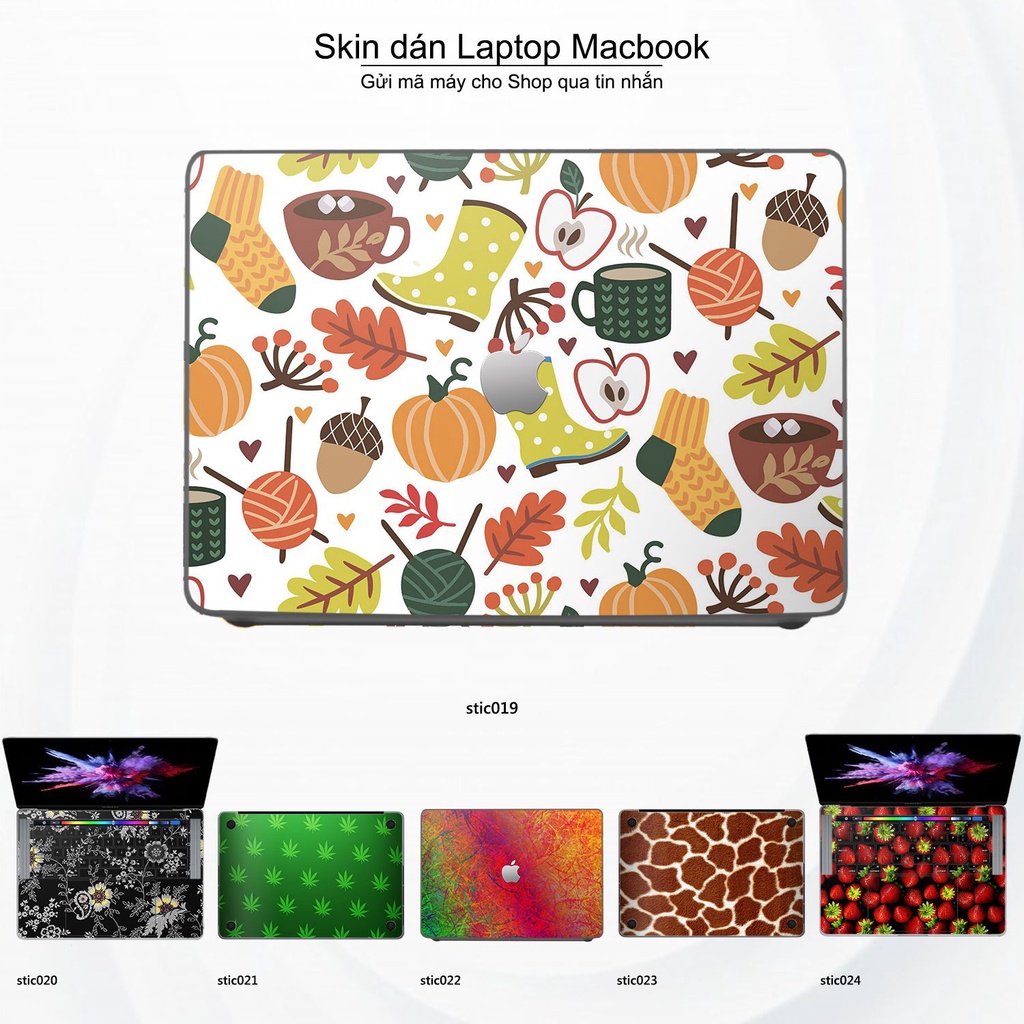 Skin dán Macbook mẫu Hoa văn sticker (đã cắt sẵn, inbox mã máy cho shop)