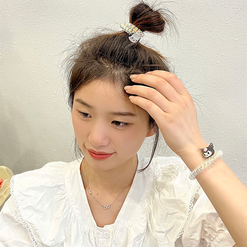 Dây Cột Tóc Họa Tiết Hoạt Hình Phong Cách Hàn Quốc Xinh Xắn Cho Bé Gái