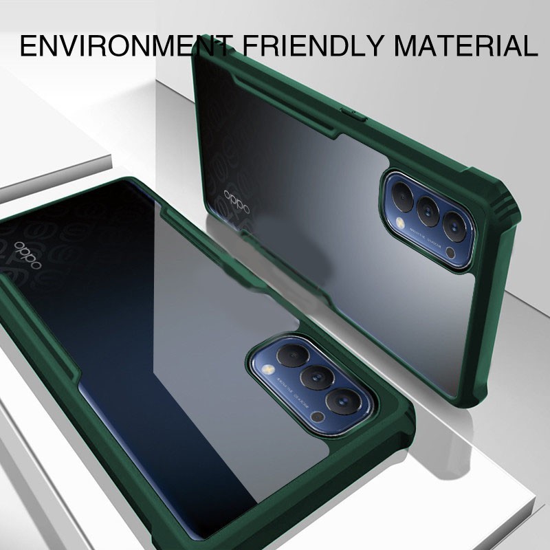 Ốp điện thoại trong suốt chống sốc đơn giản cho Oppo Reno 4
