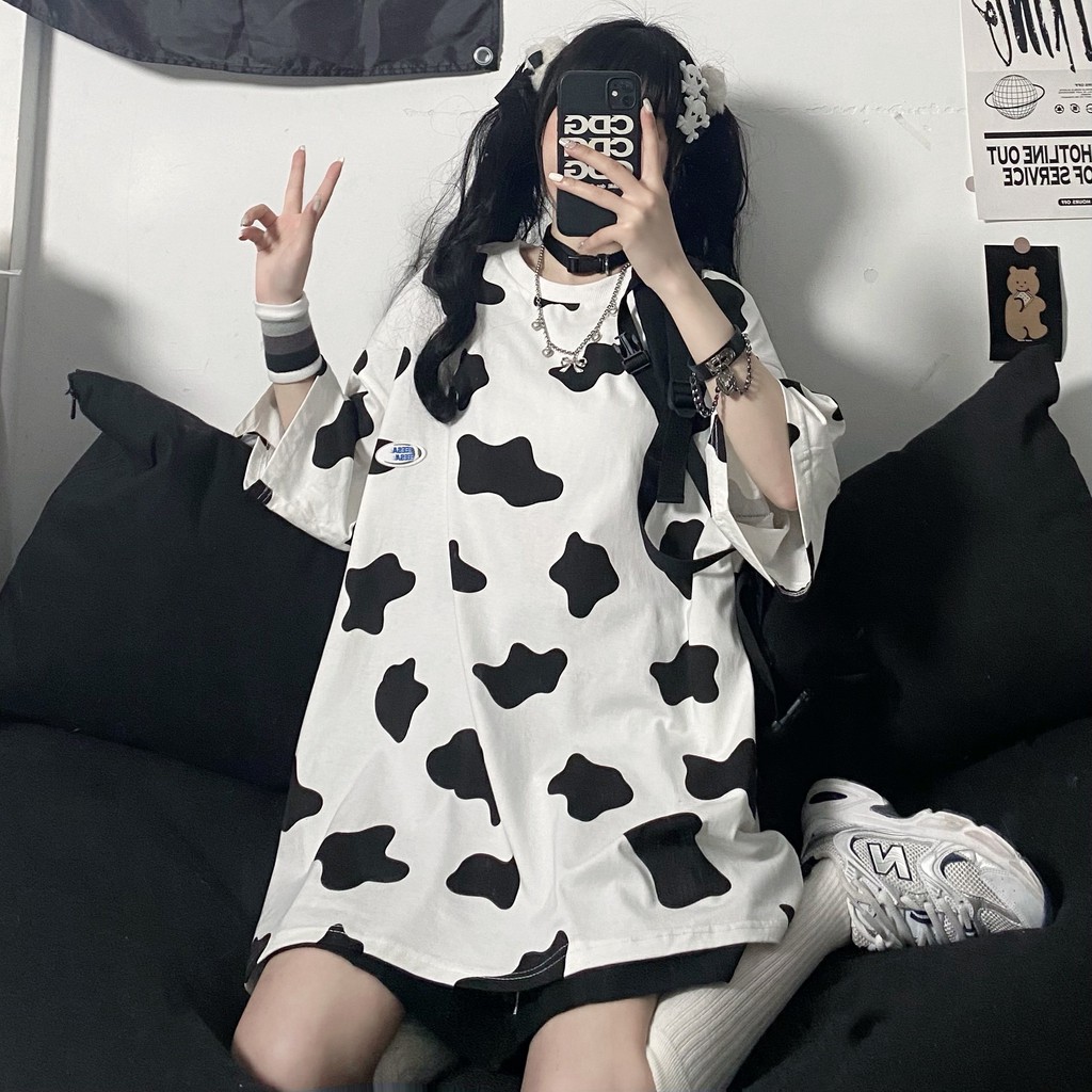 Áo Thun Bò Sữa Hot Hit Form Rộng Unisex - Ulzzang - Titto Closet - Ảnh Thật