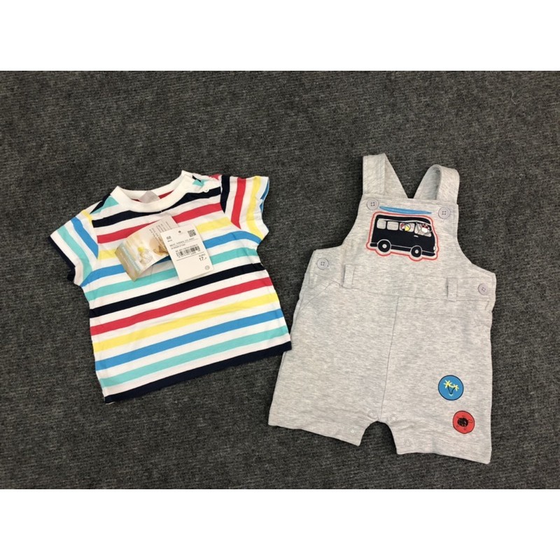 Set yếm kèm áo ô tô bé trai