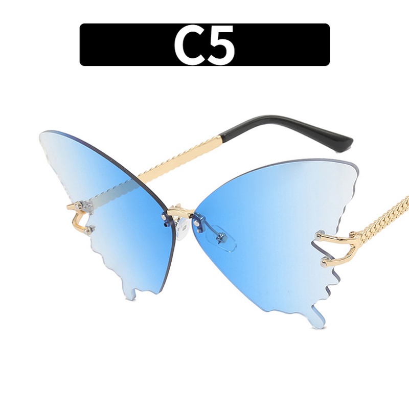 (YUZHU) Kính Mát Không Gọng Oversized Hình Bướm Nhiều Màu Sắc Phong Cách Phương Tây Thời Trang Cho Nữ