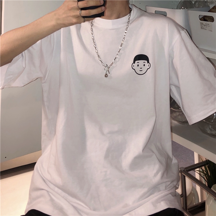 Áo thun tay ngắn dáng rộng in họa tiết hoạt hình thời trang mùa hè cho các cặp đôi