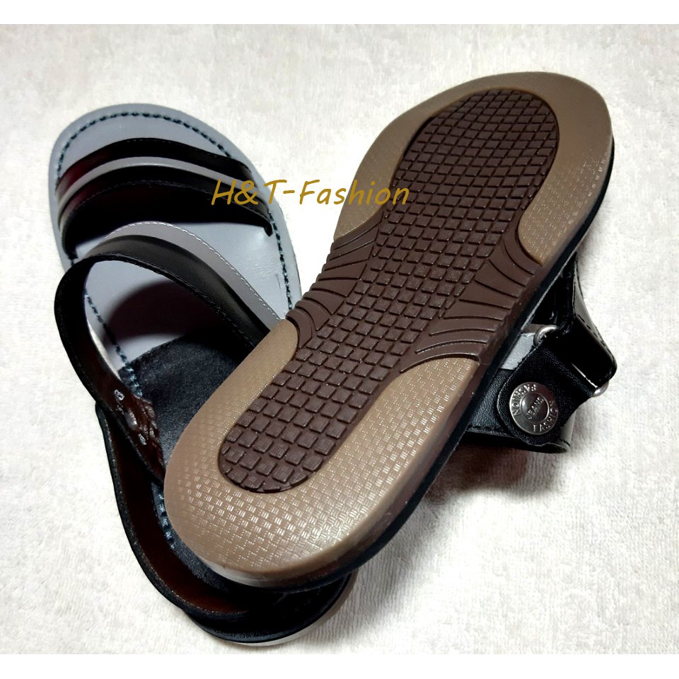 Giày Sandal da bò thật K1 hai quai ngang - hàng xuất dư