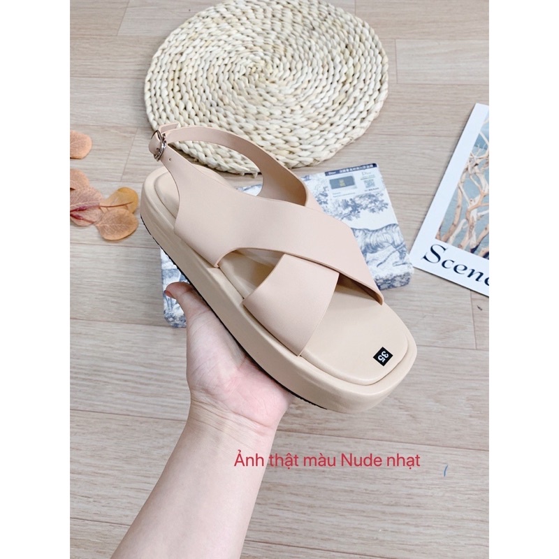 Sandal xuồng 3 phân MAILIAA quai chéo da mềm đi êm chân