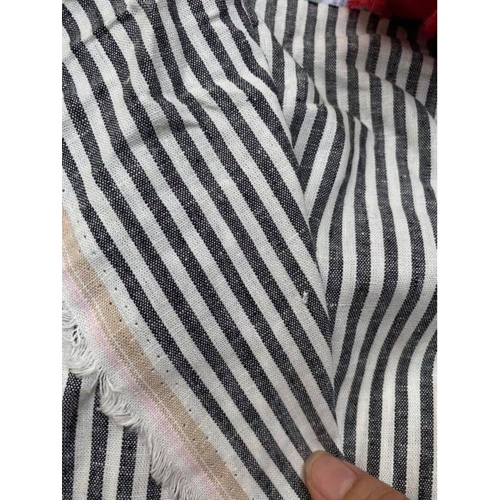 1kg Linen bột Linen kẻ sọc đen trắng hàng khúc