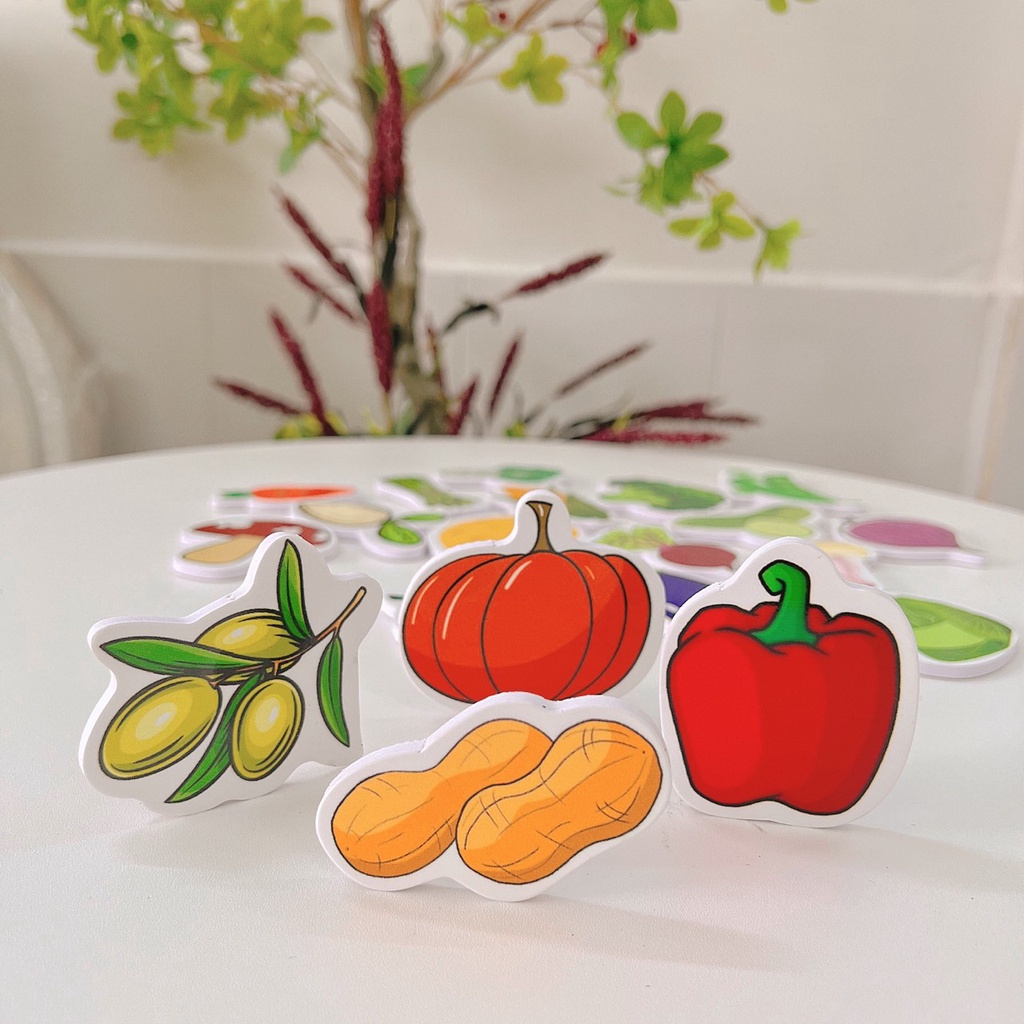 Bộ trái cây có nam châm dùng cho bảng từ hoặc dán tủ lạnh, sticker cho bé