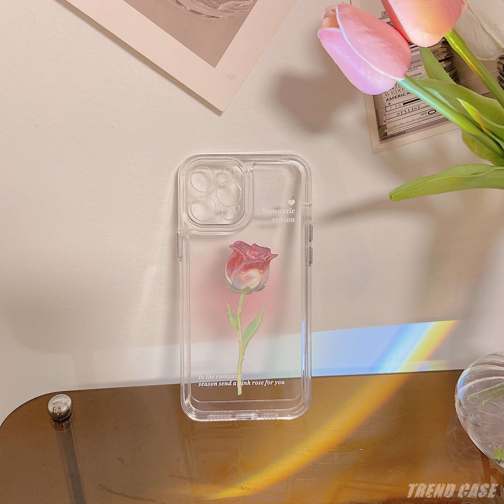 Ốp Điện Thoại Trong Suốt Hình Hoa Hồng Cho iphone 11 13 7 8 Plus 12 13Pro Max X XS Max 7 8 SE 2020