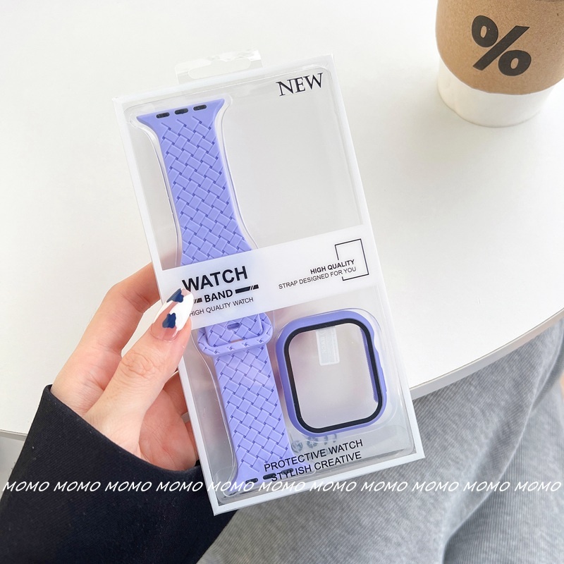 Bộ Ốp Bảo Vệ 2 Trong 1 Bằng Cao Su Silicon Cho iWatch Series 7 6 5 4 3 2 1 SE 41mm 45mm 44mm 40mm