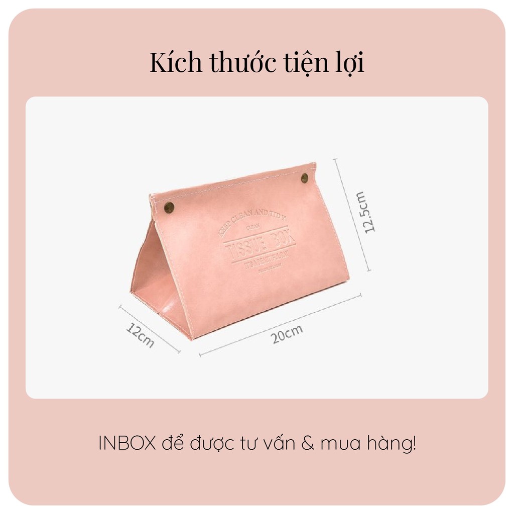 Hộp túi đựng khăn giấy bằng da 12x20x12cm nhiều màu sắc sang trọng