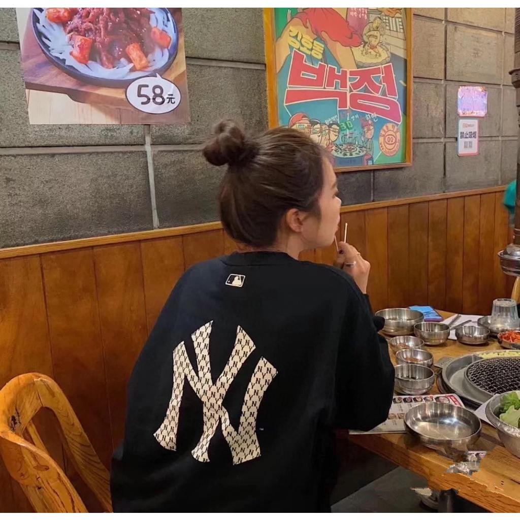 Áo sweater MLB Yankees cổ tròn in logo NY thời trang 2021