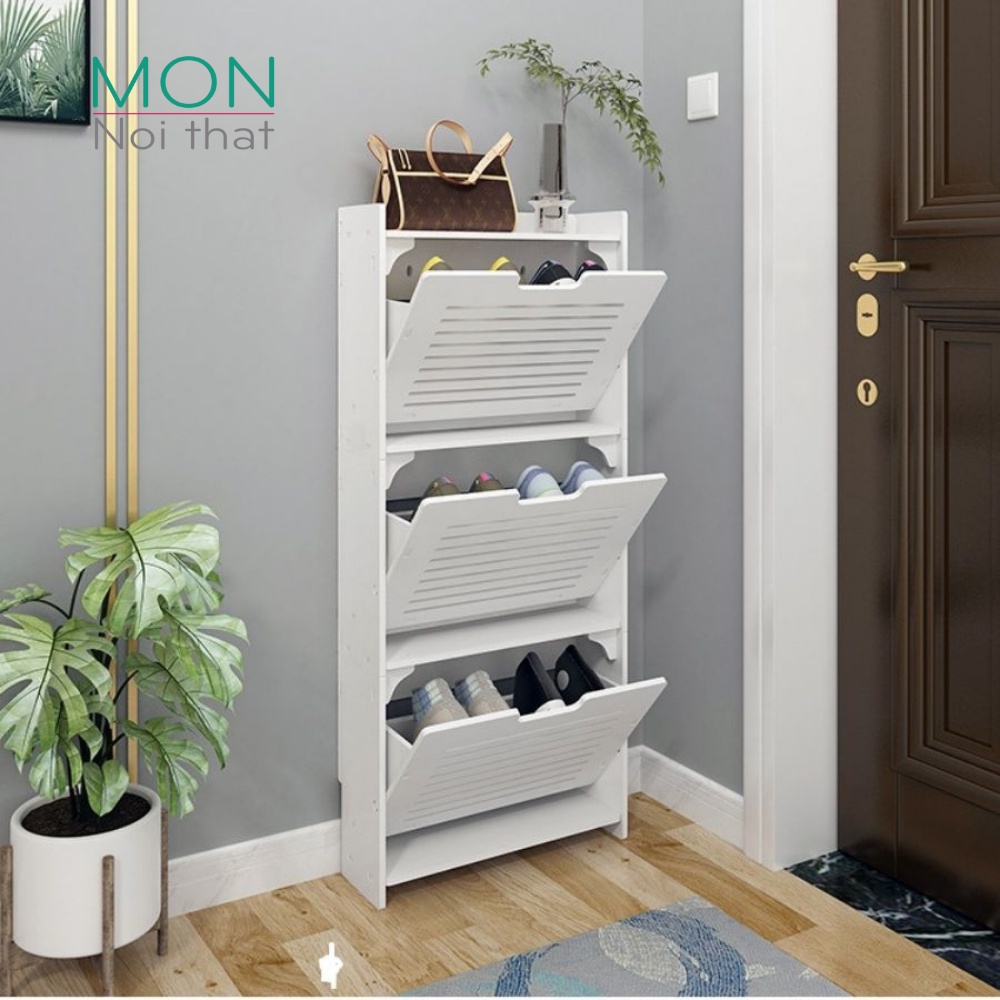 Tủ giày thông minh chất liệu gỗ nhựa PVC cao cấp chống ẩm mốc chứa 9-14 đôi giày dép - Tặng kèm vít chắc chắn