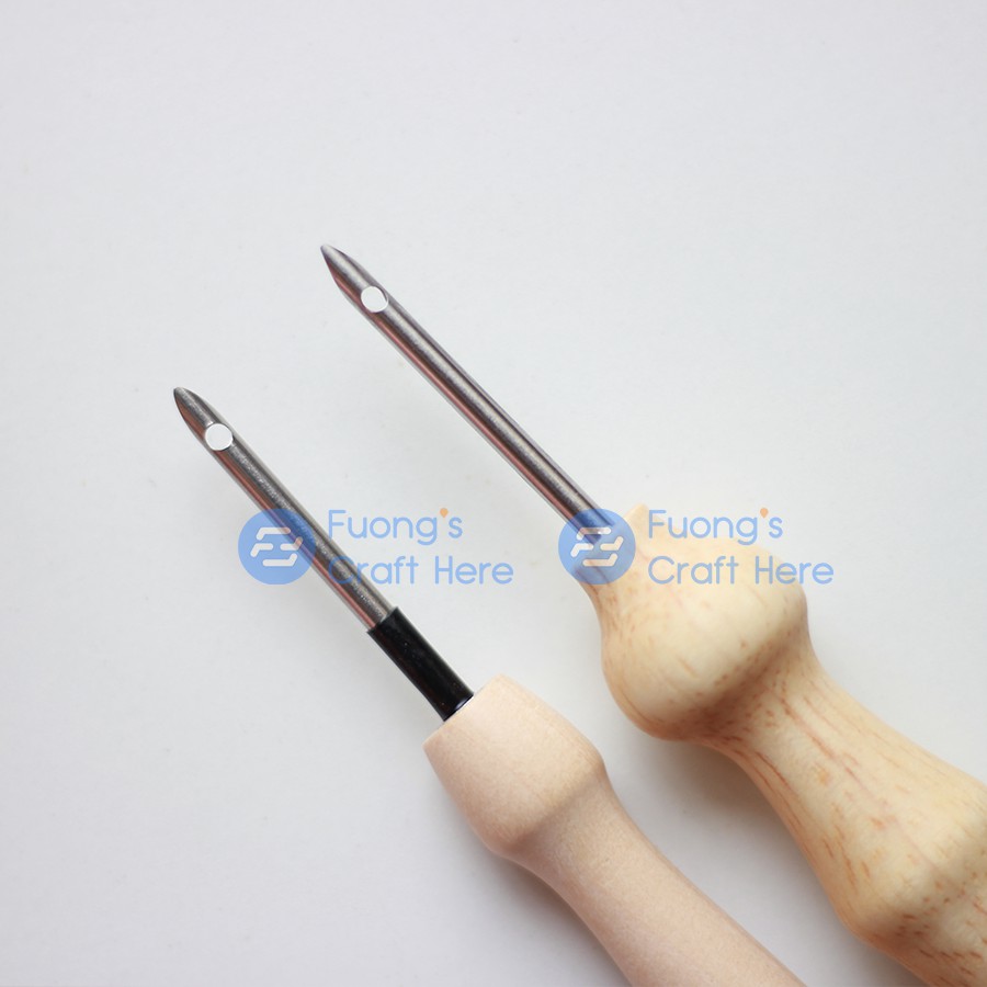 Kim Thêu Nổi Thêu Xù Wooden Punch Needle Dùng 1 Sợi Len Đan Móc  Chuôi Gỗ Loại Dài