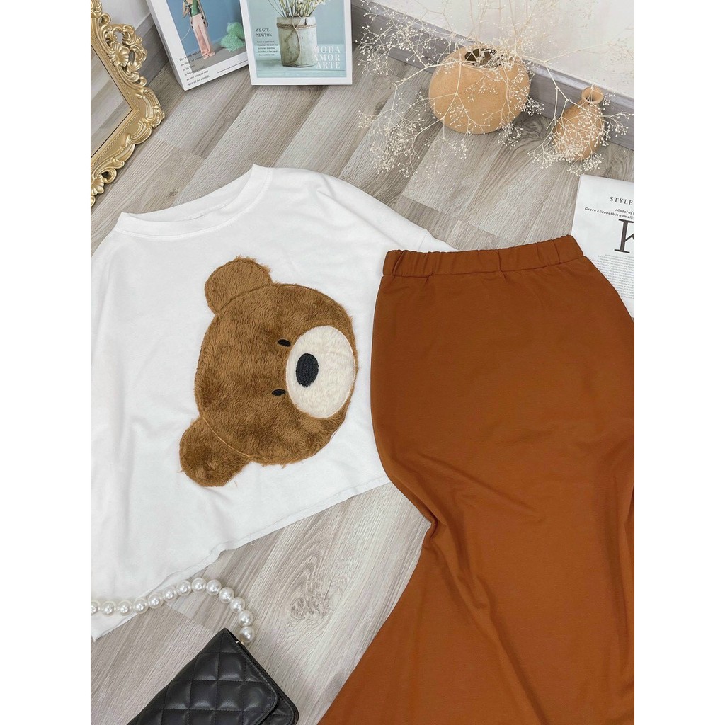 Set đồ nữ, sét váy nữ mùa đông nâu đất kèm áo gấu lông siêu dễ thương form chuẩn việt hàng cao cấp Tây Thi Shop | BigBuy360 - bigbuy360.vn