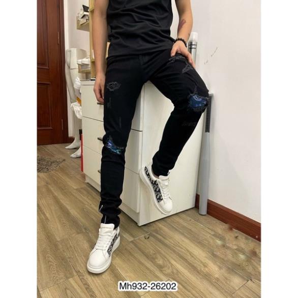 [Ảnh Thật] Quần Jean Nam Vá Xanh Siêu Đẹp - Quần Jean Nam Khoá Ống Cao Cấp