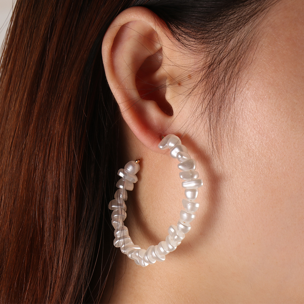 (Hàng Mới Về) Đôi Khuyên Tai Nữ Hình Tròn Lớn Đính Ngọc Trai Xinh Xắn