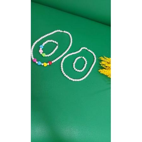 Combo bộ dây chuyền và lắc tay giả ngọc trai cho bé nhiều màu