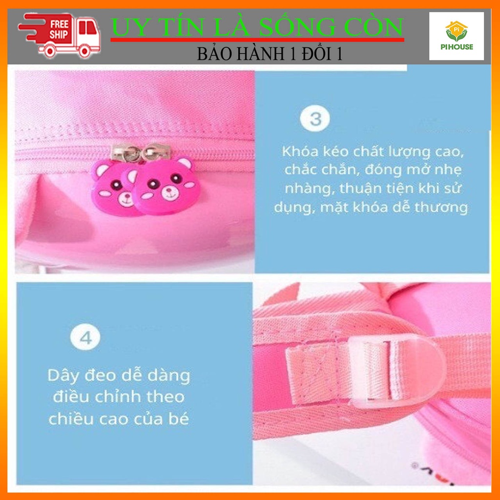[ĐẸP-CHẤT] Balo cho bé mẫu giáo, cặp trẻ em bé trai bé gái hình động vật dễ thương bền bỉ chống va đập