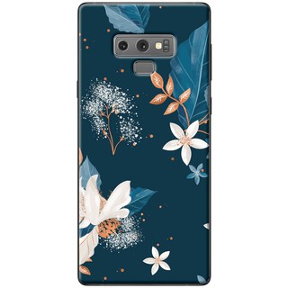 Ốp lưng Samsung Note 4, Note 5, Note 8, Note 9 Hoa trắng nền xanh