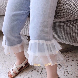 Quần bò giấy phối ren cho bé gái
