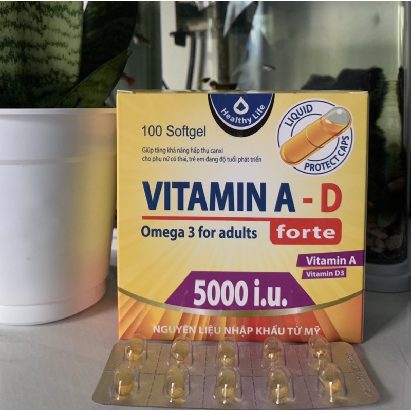 Viên Uống Vitamin A D Bổ Sung Vitamin Giảm Nguy Cơ Khô Mắt Mỏi Mắt Còi Xương Hỗ Trợ Đẹp Da Hộp 100 Viên