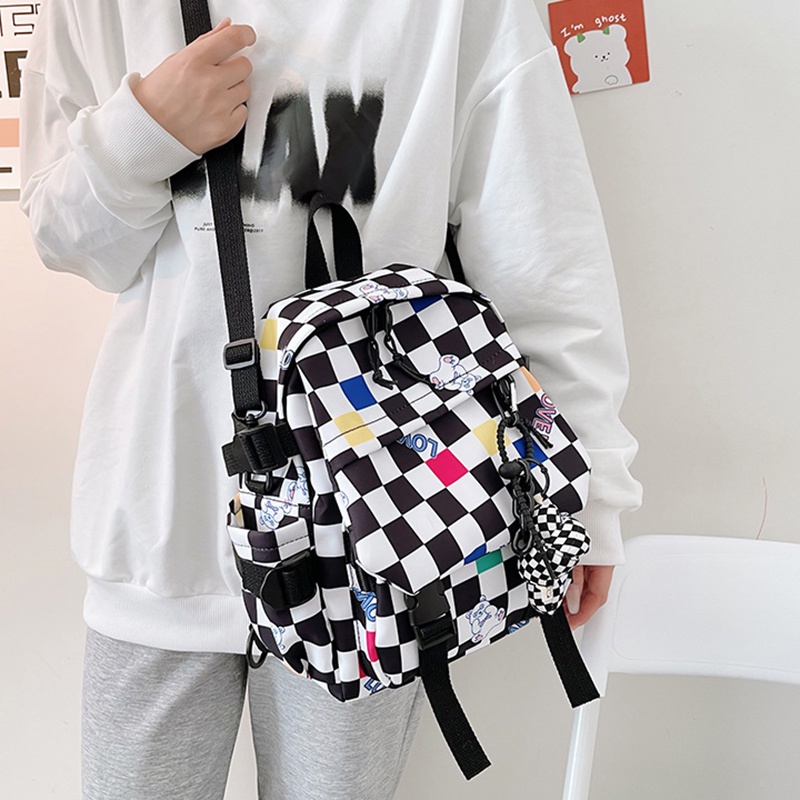 Balo IELGY in họa tiết caro dễ thương phong cách hàn quốc cho nữ