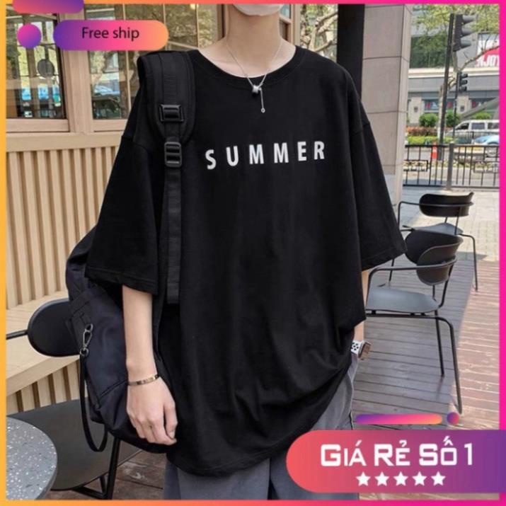 Áo thun unisex tay lỡ nam nữ form rộng ,áo phông phong cách SUMMER basic tee A105