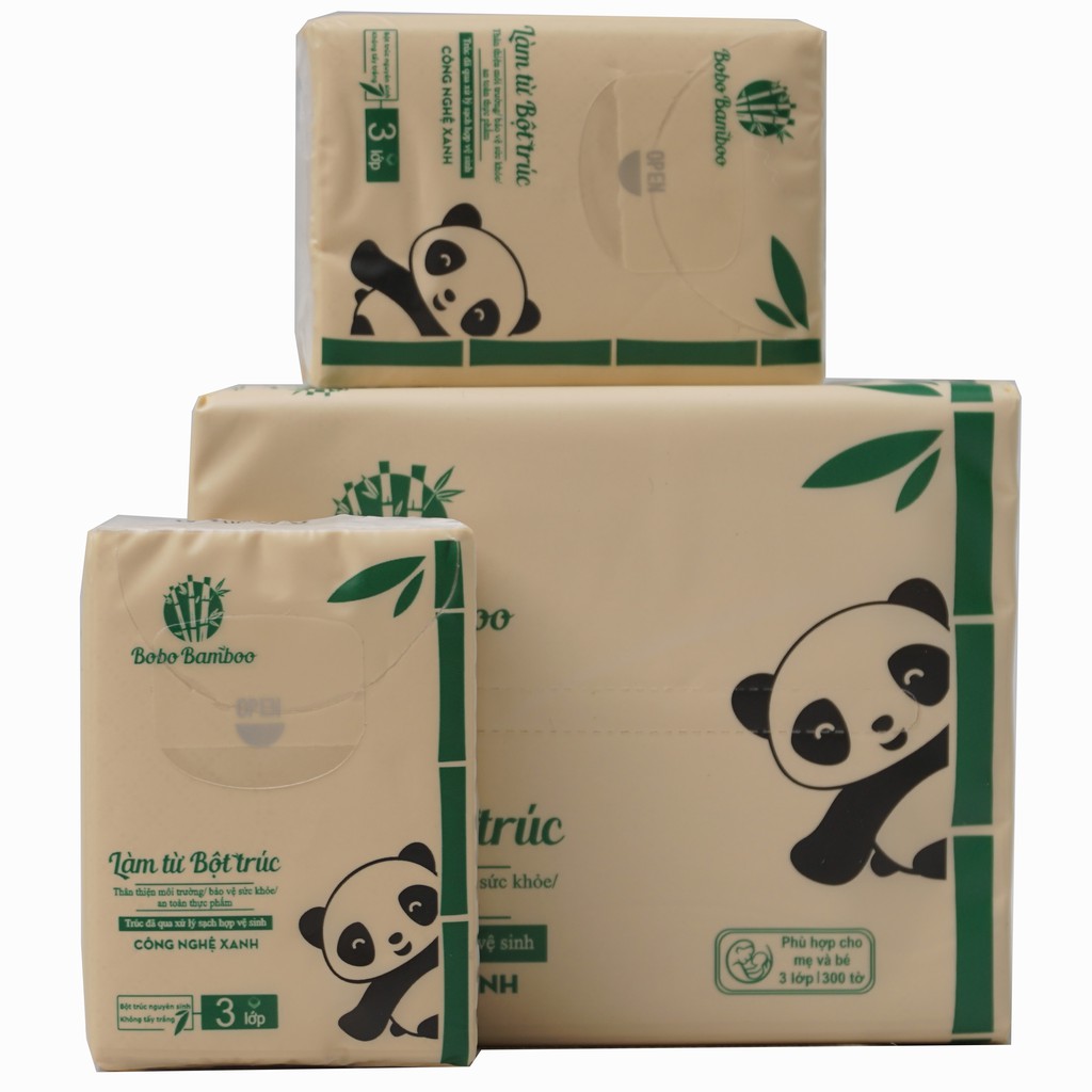 Combo 4 Gói Khăn Giấy Rút + 2 Gói Khăn Giấy Bỏ Túi Làm Từ Bột Trúc Siêu Dai Bobo Bamboo