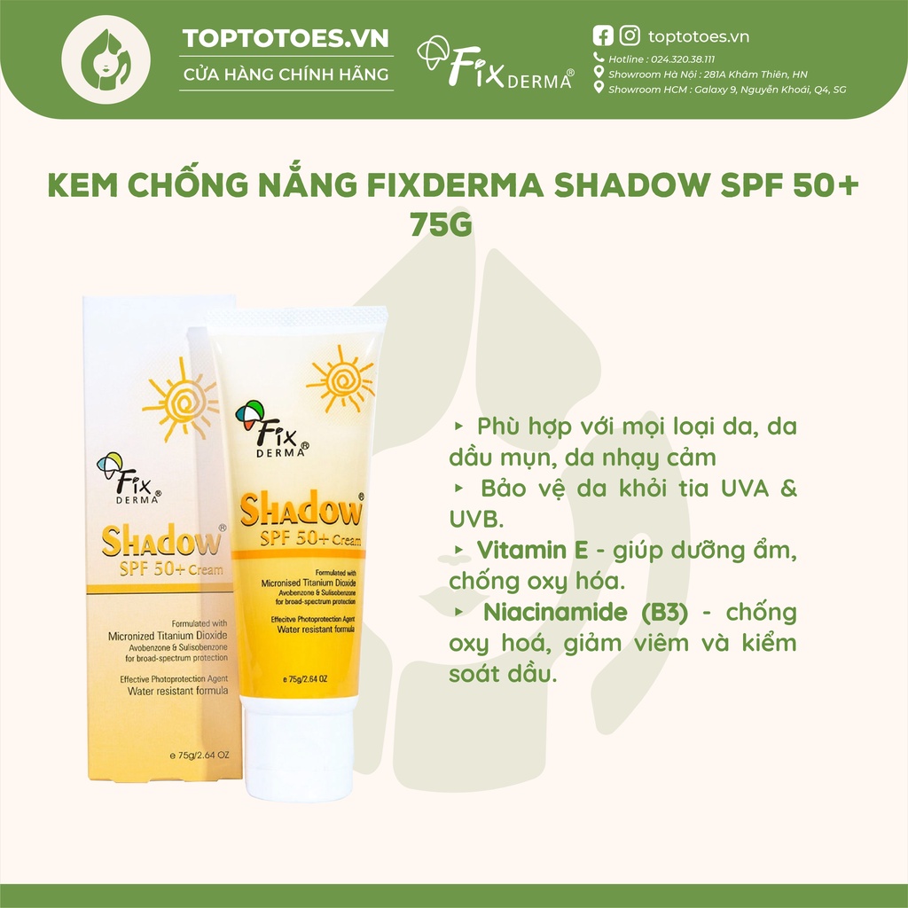 Kem chống nắng Fixderma Shadow SPF 50+ 75g