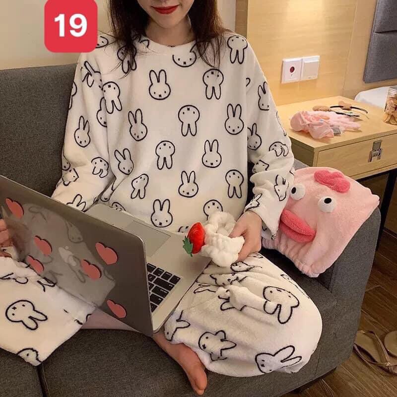 Bộ Ngủ Bông Dài Tay Nữ - Hàng Quảng Châu - Họa Tiết Siêu Cute - Link 3 - Mã 19-22