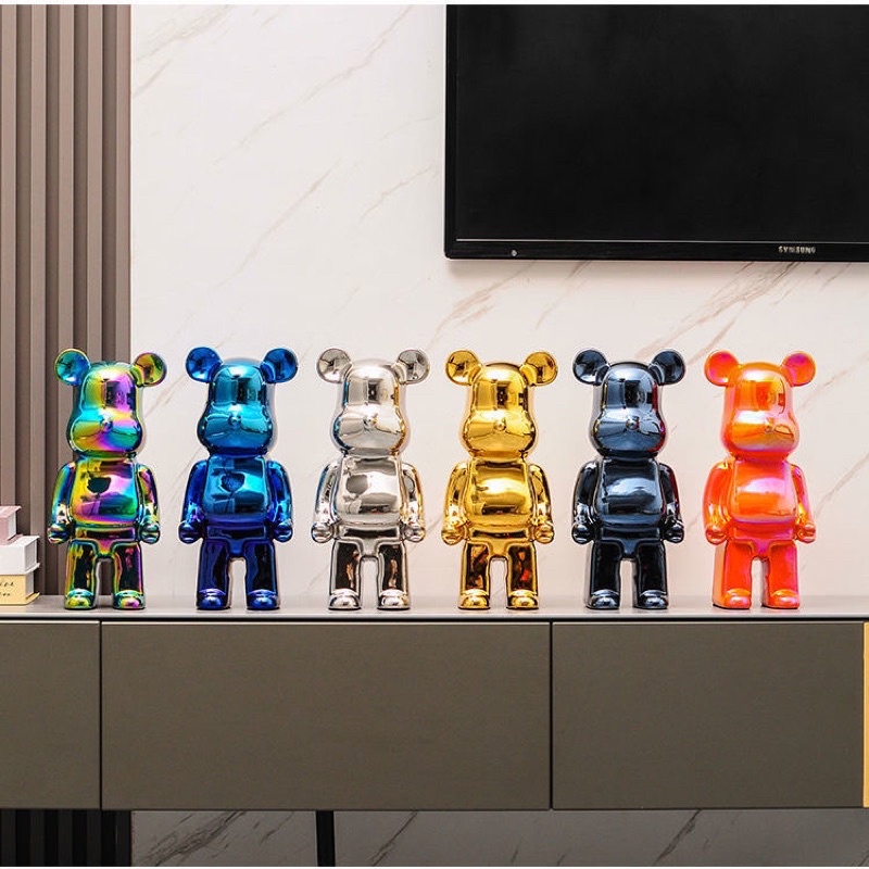 Tượng gấu mạ điện bearbrick trang trí phòng khách size 28cm