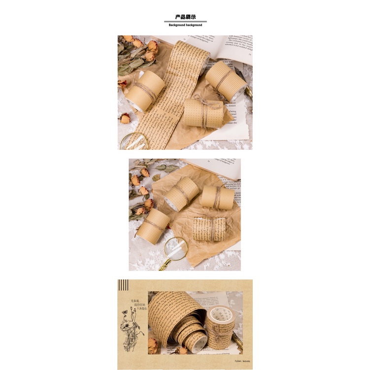 Cuộn băng dính giấy kraft 60mm x 3m trang trí đa năng