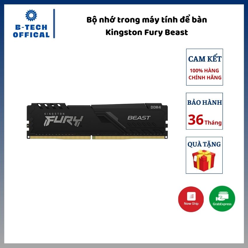 Bộ nhớ trong máy tính để bàn Kingston Fury Beast (KF426C16BB1/16) 16GB (1x16GB) - DDR4 2666MHz